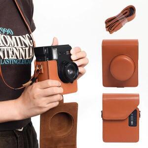폴라로이드 LOMO Automat 용 PU 가죽 카메라 가방 (어깨 끈 포함) 보관 레트로 렌즈 보호 케이스