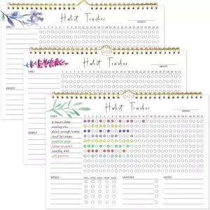 습관 추적기 캘린더 에스테틱 데일리 주간 목표 및 저널 나선형 바인딩 생산성 향상 도구 운동 캘린더가