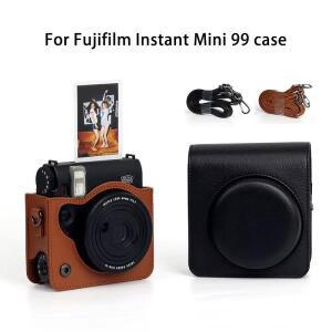 Fujifilm Instax Mini 99 카메라 PU 가죽 케이스 보호용 운반 가방 커버 (어깨 끈 보관 포함)