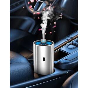 알루미늄 자동차 디퓨저 에센셜 아로마테라피 100ml 개인 차량 향기 프레시너 쿨 미스트 미니 휴대용 작은 공간용 (실버)