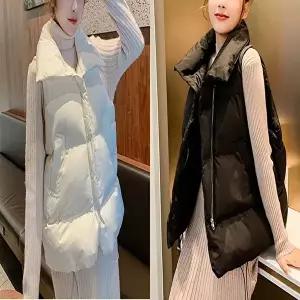 여성 하이넥 패딩조끼 집업 숏패딩 쪼끼 오버핏 (KYR-WD73B00)