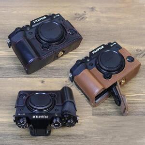 휴대용 PU 가죽 카메라 하프 케이스 후지필름 후지 X-T1 XT2 XT3 XT4 XT5 바디 세트 하단 개방 커버 쉘