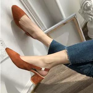 여성 베이직 스웨이드 통굽 로퍼 구두 W66F82E