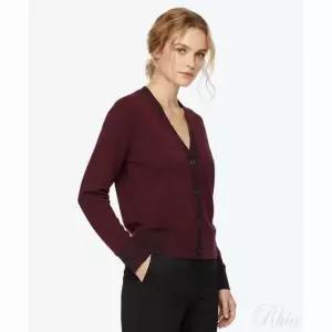 톰브라운 브이넥 콘트라스트 가디건 니트웨어 버건디 FJT362AJ0092615