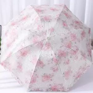 고급 자수 레이스 할머니 양산 여성용 양우산