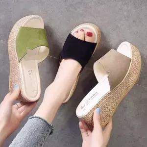 심플 슬리퍼 여성용 통굽 스웨이드 WD8F49C