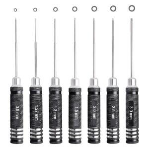 [미국배송] 7PCS 육각 드라이버 세트 0.9MM 1.27MM 1.3MM 1.5MM 2.0MM 2.5MM 3.0MM 앨런 렌치 RC 공구 키트 - 자동차 다축 FPV 레이싱 드론 쿼드콥터 헬리콥터 모델용