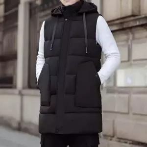 고품질 남자 겨울 방한 경량 조끼 올블랙 롱 패딩 베스트 (WFK6DQ7)