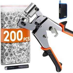 프레시바 헤비 듀티 그로밋 툴 키트, 툴이 포함된 3/8인치 10mm 200개 그로밋, 보관 가방 1개, 타프, 패브릭, 배너, 캔버스용 홀 펀치 아일렛 플라이어 키트 1개