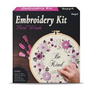 초보자용 언와인드 자수 키트 플로럴 테마, 새틴 스티치 핸드 키트, 쉬운 DIY 공예품, 꽃무늬 스타터 세트(플로럴)