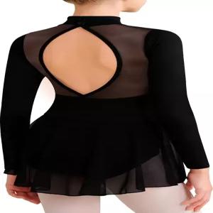 샌소너 걸스 발레 레오타드 댄스 메시 스커트 레이스 탱크 댄스웨어 홀로우 백 크로스 스트랩