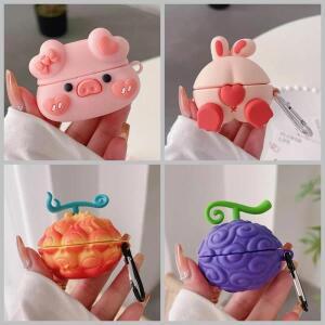 sFor BasEUs WM01 / W04 PRO M2 E3 케이스 만화 동물/과일 보호 실리콘 블루투스 헤드폰