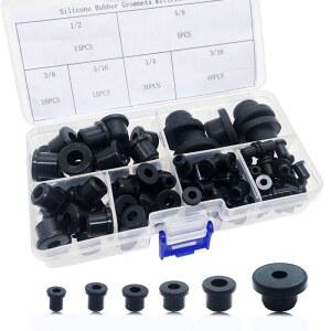 115PCS T형 실리콘 고무 그로밋 키트 6 사이즈 배선용 자동차 방화벽 구멍 플러그 케이블 부싱, 수경 및 관개 시스템의 배수 등 (115)