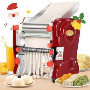 뉴하이 상업용 전기 파스타 제조기, 자동 면봉기, 2-in-1 헤비 듀티 도우 롤러 프레스 기계, 2mm/6mm 블레이드, 550W 스테인리스 스틸(2mm/6mm 이중 사용 블레이드 포함)