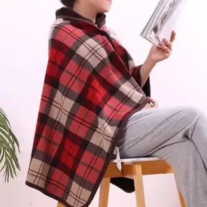 겨울 망토 담요 차량용 따뜻한 어깨 체크 무늬 망토 담요 무릎 사무실 웨어 블랙 블루 레드