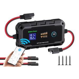 [미국배송] 12/24V LIFEPO4 젤 AGM FLD SLD 리튬 배터리용 20A 12V/24V MPPT 무선 태양광 충전 컨트롤러 BATTERIA 전력 지능형 패널 레귤레이터 20AMP BT 앱 기능(SUNROCK 20PRO)