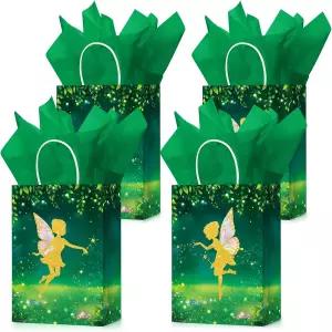 크르틴 플로럴 버터플라이 선물주머니 휴지 포함 16개 크래프트 종이 여아 생일 베이비샤워 봄 테마