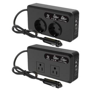 200W 차량 변환기 DC 12V AC 110V/220V 자동 인버터 캠핑 도로 여행을위한 휴대용 전력