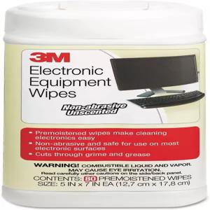 3M 전자 장비 청소 물티슈 1겹 5.5 x 6.75 무향 흰색 80개/캐니스터
