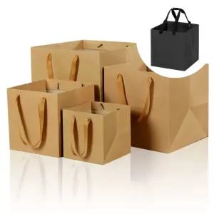 크라프트 정사각형 쇼핑백 대형 25x25x25cm 종이가방 정사각 무지 블랙