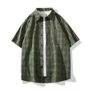EAMT 남자 체크 셔츠 스타일 루즈핏 빅사이즈 캐주얼 YJ5