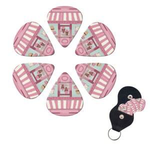 6Pcs 기타 아이스크림 가게 픽 세트 양면 맞춤형 베이스 프렉트럼 정리함 보관함 포함 우쿨렐레 남성용 액세서리