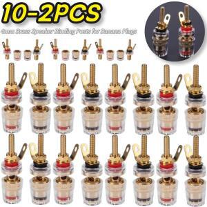 10-2개 4mm 금도금 앰프 스피커 바인딩 포스트 황동 터미널 투명 쉘 포함 바나나 플러그용