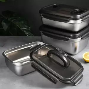 보관 용기 대용량 손잡이 스텐 스테인리스 김치통 사각 실리콘 직사각 캠핑용 반찬통 주방 식품 음식 반찬