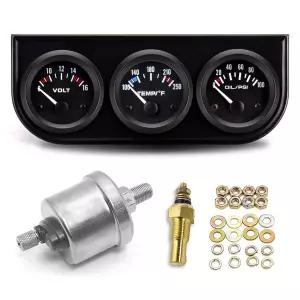 BREADEEP 52mm 3 in 1 자동차 자동 게이지 키트(볼트 미터 + 물 온도 오일 압력 미터) 스테인리스 스틸