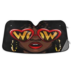 충격적인 그늘의 알라자 내부 자동차 가리개 앞유리 차단 가리개 미국인 접이식 여성 아프리카계 보호대 냉각 차량 자외선 햇빛