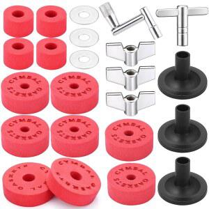 Facmogu 23PCS EVA 소재 심벌 교체 액세서리, 스탠드 튜브, 드럼 심벌즈 패드에는 윙 너트, 와셔, 슬리브 및 키 - 빨간색이 포함됩니다