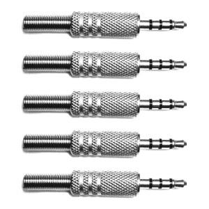 5피스 3.5mm 4 극 TRRS 남성 건설 플러그 수리 헤드폰 잭 오디오 납땜 교체 커넥터 이어폰