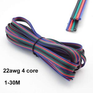 1M 5M 30M 22AWG 주석 도금 구리 4 핀 RGB 전원 케이블 코드 PVC 절연 코어 와이어 LED 스트립 연장 라인