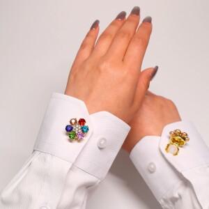 2피스 커프스 단추 셔츠 커버 여성 남성 블라인드 라인 석 꽃 링크  슬리브 의류 Accessorie