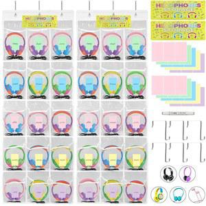 [2팩] 교실 헤드폰 보관 정리함 교사를 및 투명 홀더 위한 차트 - 헤드셋 학용품 내구성 있는 문 휴대폰/계산기 걸이 포켓 30개 PVC