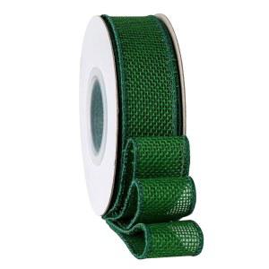 SDZMDL 그린 삼베 유선 리본 2.5cm(1인치), 선물 포장, 리본, 화환, 크리스마스 트리, 야외 장식, 롤 9.1m(10야드) 와이어 엣지가 있는 단색 리본.