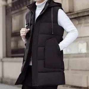 겨울옷 롱 점퍼 조끼 패딩 겨울 남자 후드 블랙 베스트 남성 (WFK9I9M)