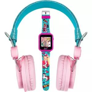 Accutime JoJo Siwa 헤드폰 스마트 워치 콤보 - 게임이 있는 인터랙티브 시계 핑크 블루 조절 가능한 10개