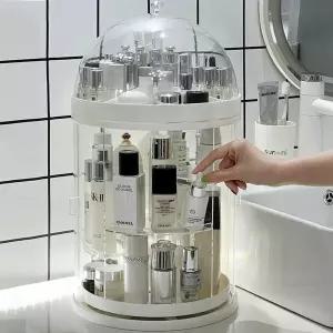 회전 화장품 정리대 향수 진열 뚜껑 덮개 투명 보관함