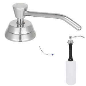 스타드릭스 헤비 듀티 황동 조리대 액체 비누 디스펜서, 욕실, 주방, 공중화장실, 크롬 마감, 4인치 스파우트용 34온스/1L 병이 포함된 상업용 등급 탑 필 내장 디스펜서