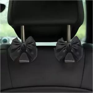 NYTKL 4 PCS 자동차 뒷좌석 헤드레스트 후크 귀여운 보우 차량 보관용 행거 핸드백 의류 식료품 가방용