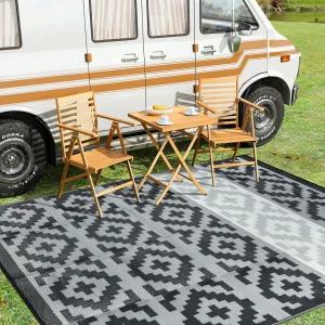 아니다로엘 파티오 러그 아웃도어 8x10 방수 파티오용 리버서블 플라스틱 빨대 아웃사이드 데크 뒷마당