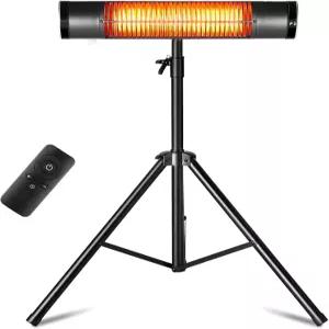 전기 실외 히터 리모컨이 있는 1500W 탄소 적외선 3가지 열 설정이 삼각대 장착 복사 파티오 차고 마당용