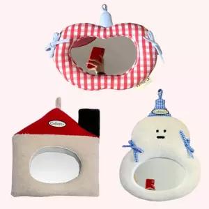 패브릭 거울 쿠션 원형 벽거울 패딩 인테리어 벽걸이