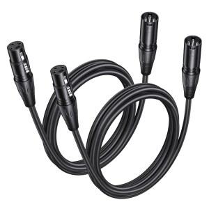 [미국배송] AQDOCVF 2팩 프리미엄 XLR 케이블 - 6피트 남녀 마이크 무산소 구리(OFC) 코드 스피커 팟캐스트 오디오 믹서 DMX 이펙터 증폭기 사운드 카드 블랙