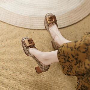 여성 여름 신발 펌프스 하이힐 여성용 2025 블록 힐 청키 오피스 럭셔리 브랜드 패션 트렌드 슈즈