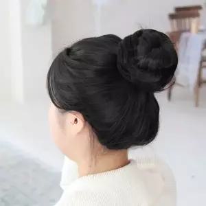 올림머리 똥머리 가발 머리끈 블랙