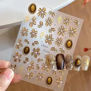 네일아트 유니크한 꽃 디자인 메탈 플라워 엠보스티커 (WFKAH6W)