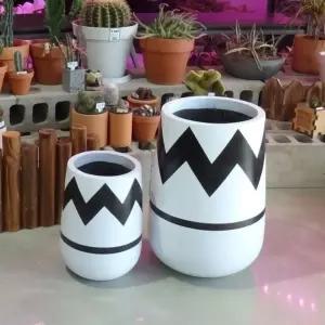2개셋트 모던 시멘트 화분 긴원형 지그재그 31x51/23x35cm (WFKADS9)