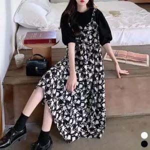 원피스 일체형 원피스티셔츠 롱 플라워 여름원피스 롱원피스 일체형원피스